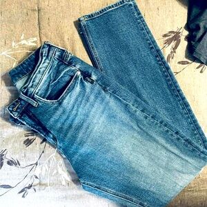 Silver high rise straight jeans